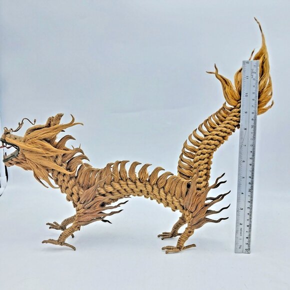 Handcrafted Rope Dragon Figurine – Twisted Natural Fiber Asian Folk Art-Vintage - Picture 6 of 6